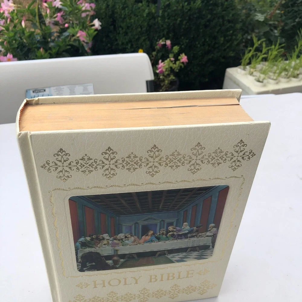 Holy Bible Cream with Gold Embossed Cover Home Health Education 1976